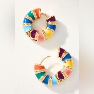 Multicolor gold hoop earrings #691